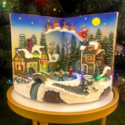 Book With Children Christmas Village Scene Set