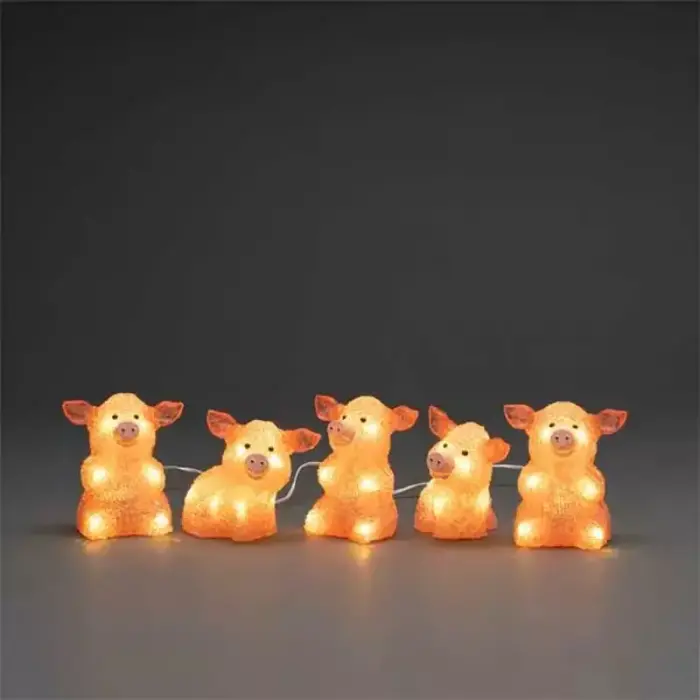 LED Acrylic Pigs Set Christmas Decor