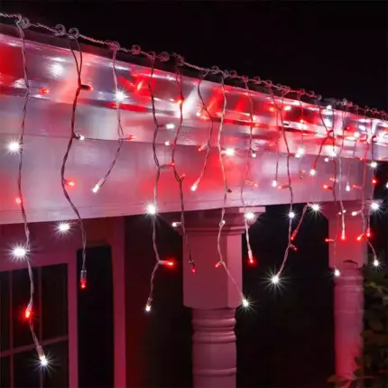 LED Red Ice White Flash Icicle Christmas Lights