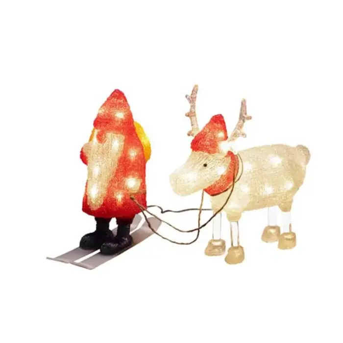 Santa With Reindeer Outdoor Christmas Decoration