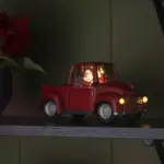 Water Lantern Red Pick Up Truck With Santa