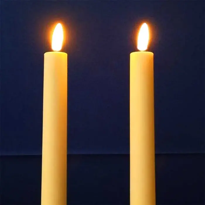 Battery operated LED Christmas candles in ivory colour made from real wax