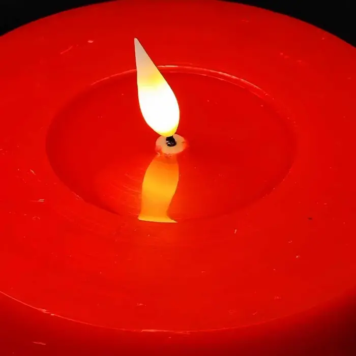 Red Battery Operated Christmas Wax Candle