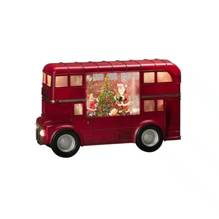 Battery Operated Water Lantern Santa Red Bus