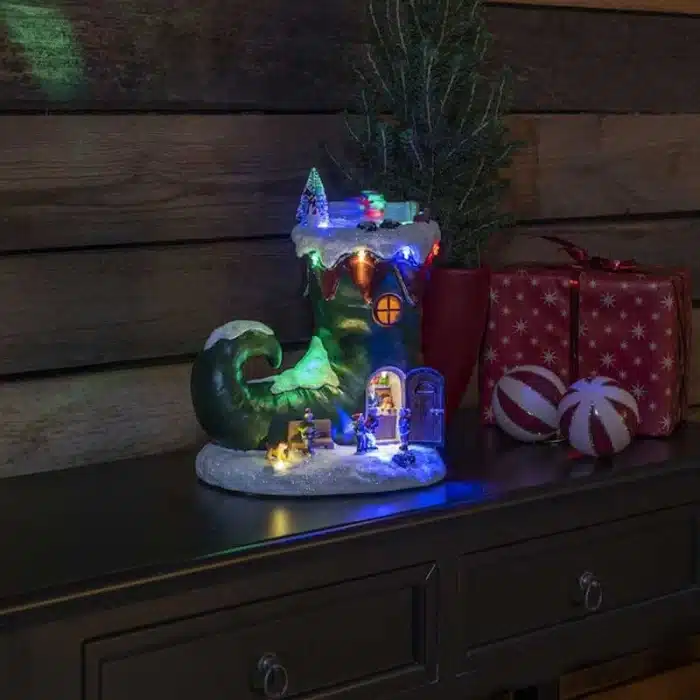 LED Musical Mechanical Boot Christmas Table Top Decoration