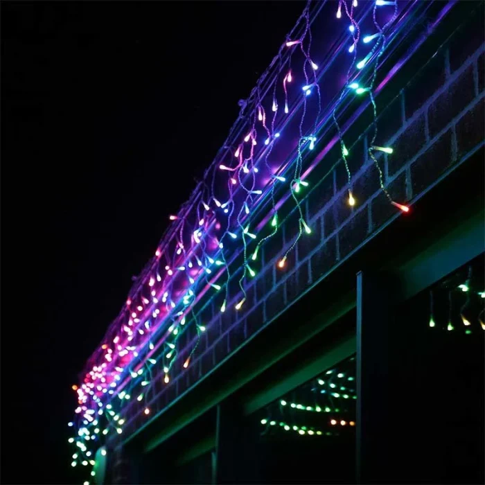 Twinkly 190 LED multicolour icicle Christmas lights for indoor and outdoor use