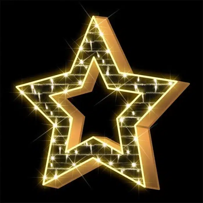 2D Golden Christmas Star Decoration