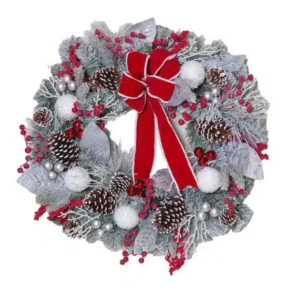 Frosted Red and White Christmas Wreath 75CM