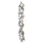 Mixed White Bauble Frosted Christmas Garland