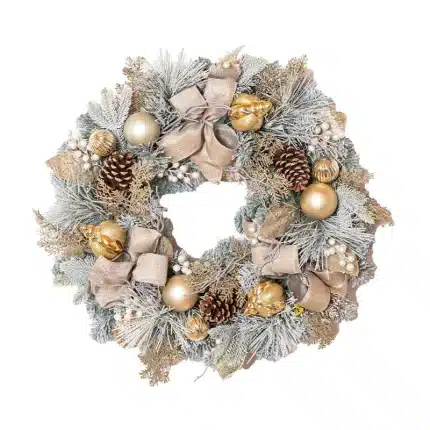 Pre Decorated Frosted Christmas Wreath 75CM