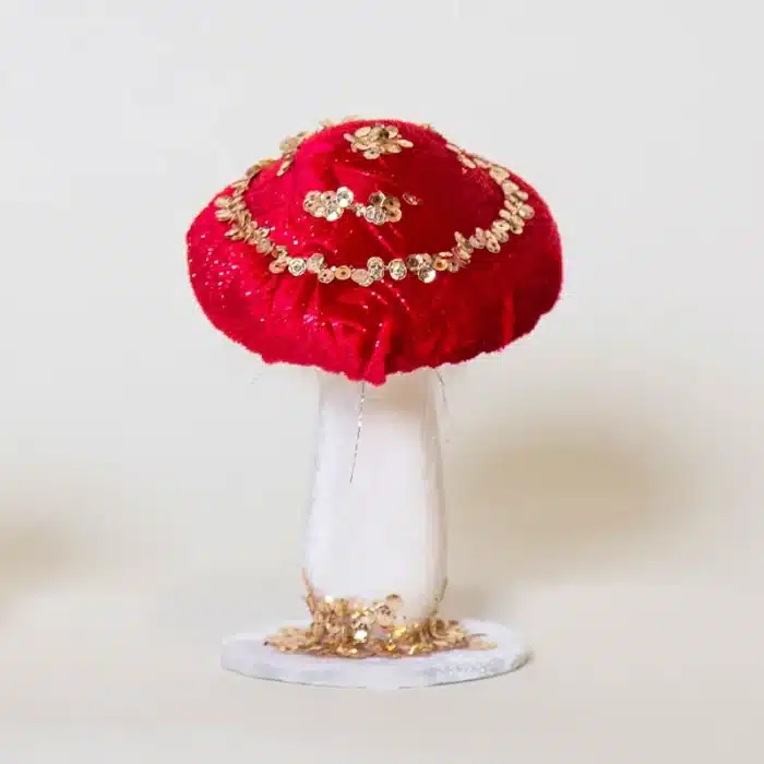 Big Red and Gold Mushroom Christmas Decoration