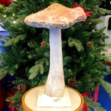 Large Pink Mushroom Christmas Tabletop Decoration