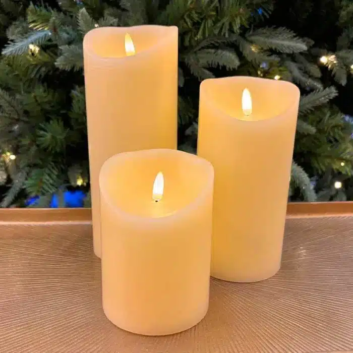 Set of 3 Battery Operated Ivory Christmas Candles