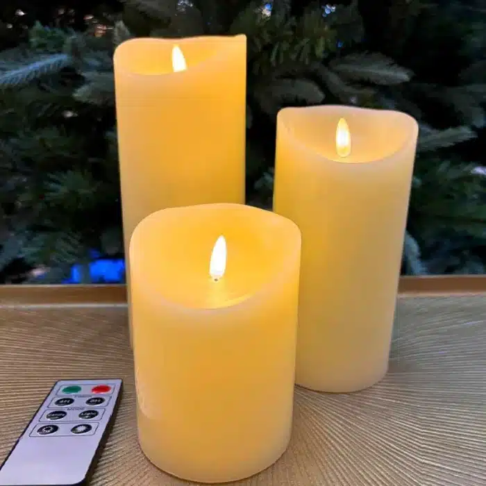 Set of 3 Battery Operated Ivory Christmas Candles