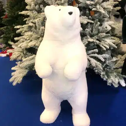 White Standing Bear With Gold Sparkles Christmas Decoration