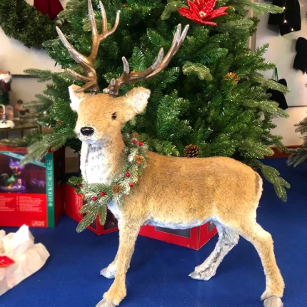 Woodland Standing Deer Indoor Christmas Decoration