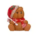 Sitting teddy bear with candy cane Christmas table top decoration