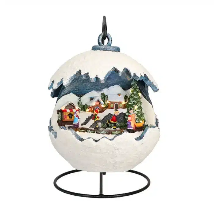 Snowball Christmas Village Scene With Ice Skating Table Top Decoration