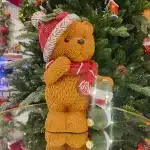 Teddy Bear With Baubles Christmas Table Top Decoration