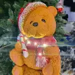 Teddy Bear With Candy Cane Christmas Table Decoration